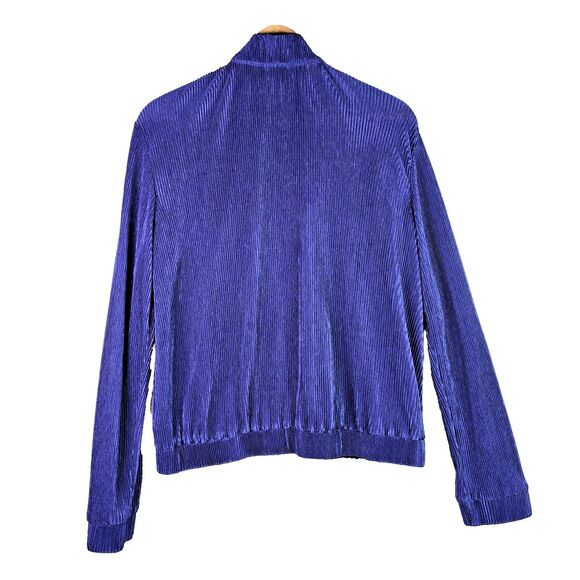 Soho Apparel Womens Bomber Jacket XL Purple Pleated Lightweight Ribbed Zip Up - Picture 2 of 10